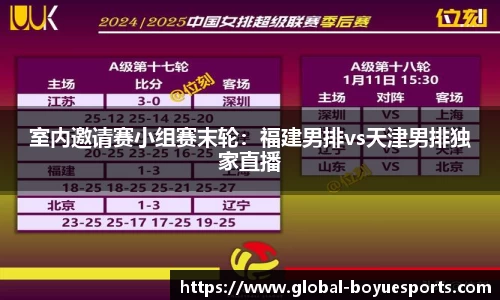 室内邀请赛小组赛末轮：福建男排vs天津男排独家直播